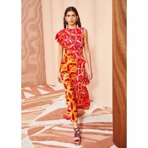 🌺 ULLA JOHNSON Lali Tigerlily Silk Wrap Dress NWT Size 6 🌺